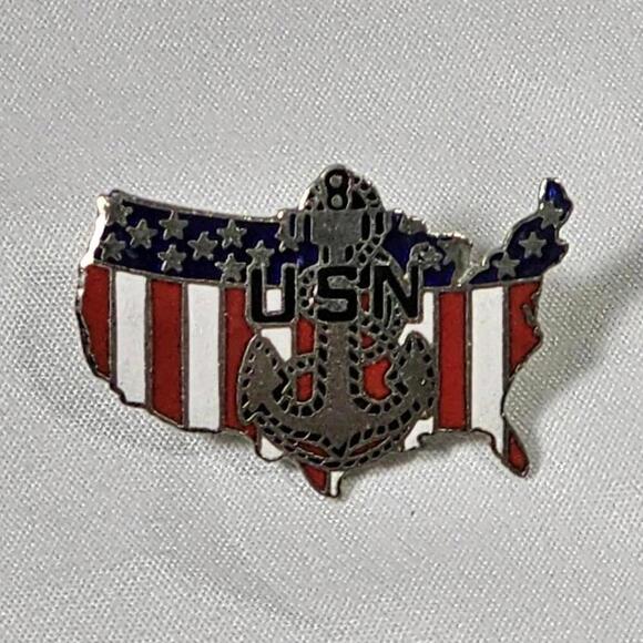 Other - VINTAGE MILITARY US NAVY AMERICA USA OUTLINE ANCHOR HAT LAPEL PIN
